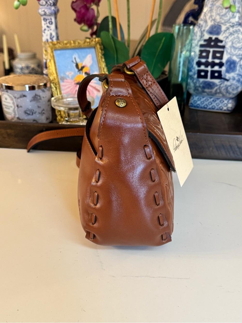 🤎 NWT PATRICA NASH LUCIA TAN ROSE TOOLED MICAELA BAG! 🤎🤎 - Picture 6 of 12